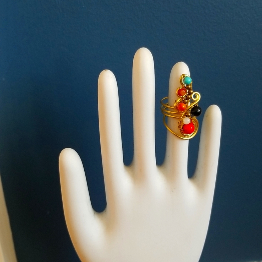 Multi bead statement ring